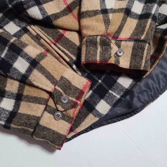 We11done Oversized Half-Zip Front Check British Wool Shirt Jacket Camel One Size - Picture 8 of 16